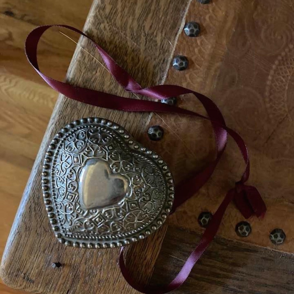 Silver Tone Trinket Box with Red Velvet Lining